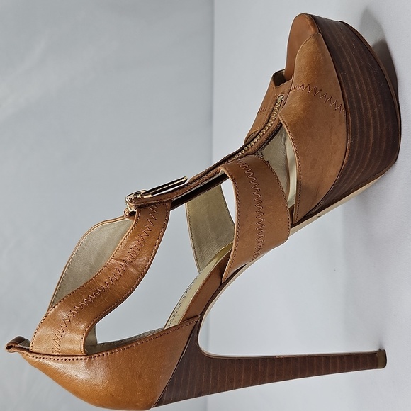 MICHAEL Michael Kors Shoes - Michael Kors Berkley Plateform Brown Heeled Sandals Size 7.5